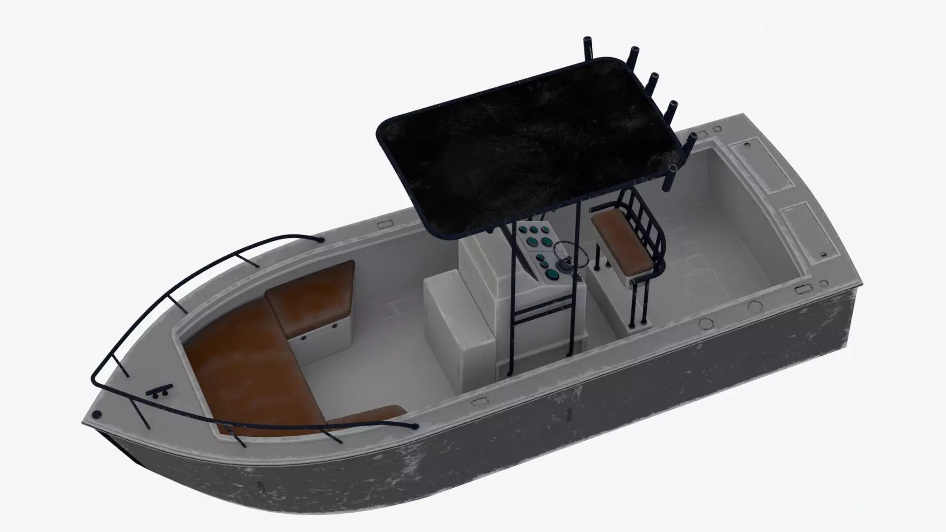 4K Small Aluminium Boat Low-poly 3D model_0