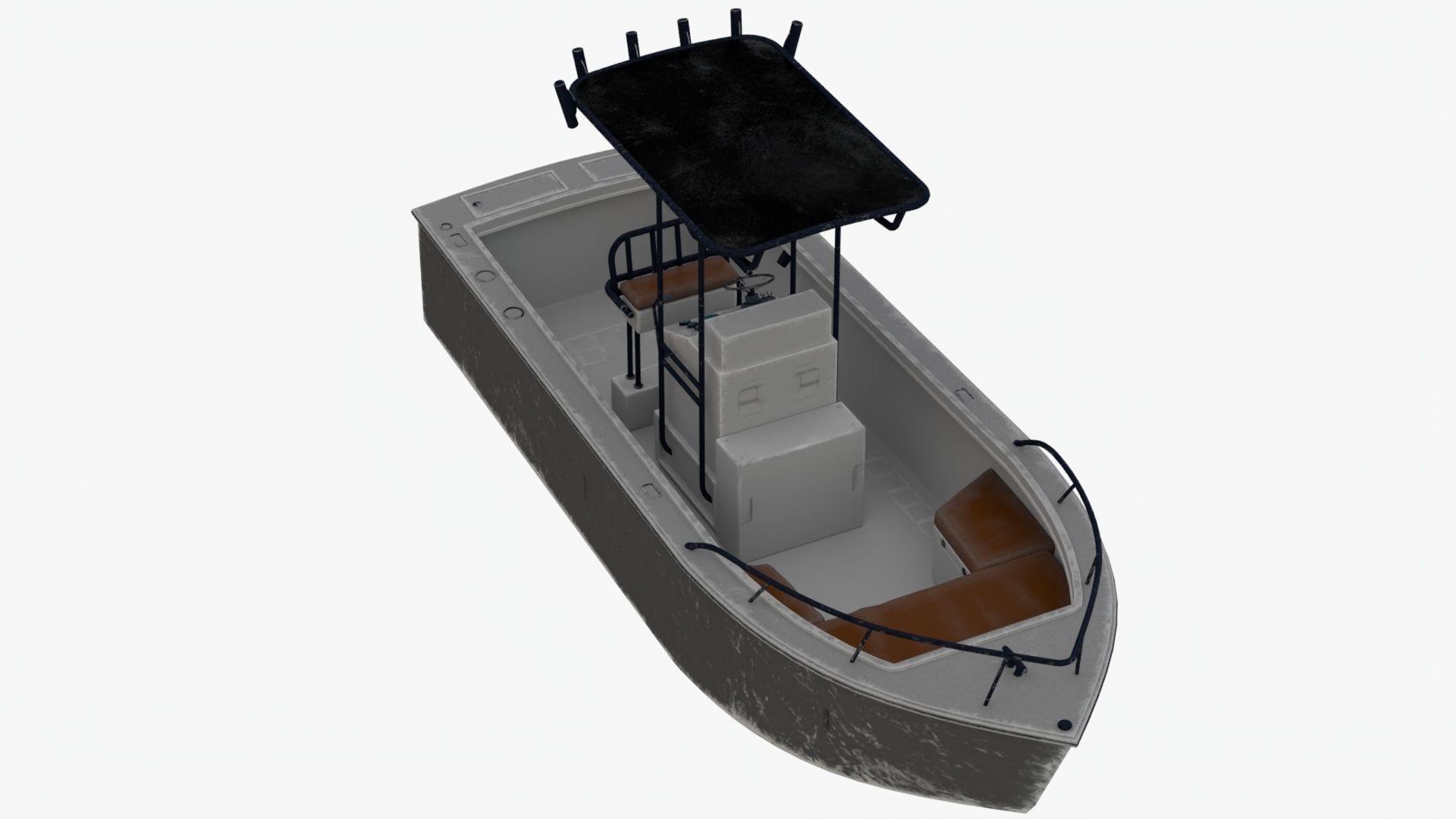 4K Small Aluminium Boat Low-poly 3D model_1