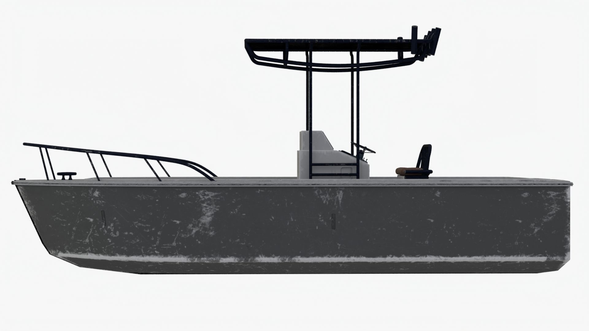 4K Small Aluminium Boat Low-poly 3D model_2