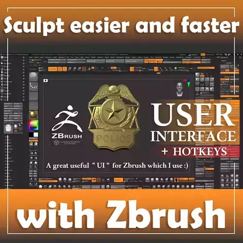my great useful User Interface for Zbrush and hotkey 3D model