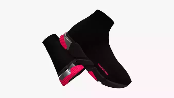 Balenciaga Speed Clear Sole Trainers Black Pink