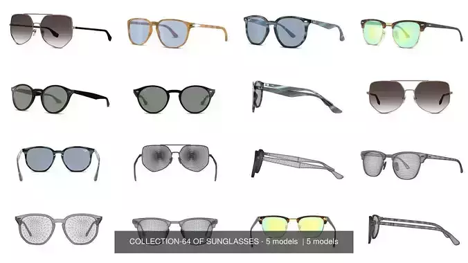 COLLECTION-64 OF SUNGLASSES - 5 models  