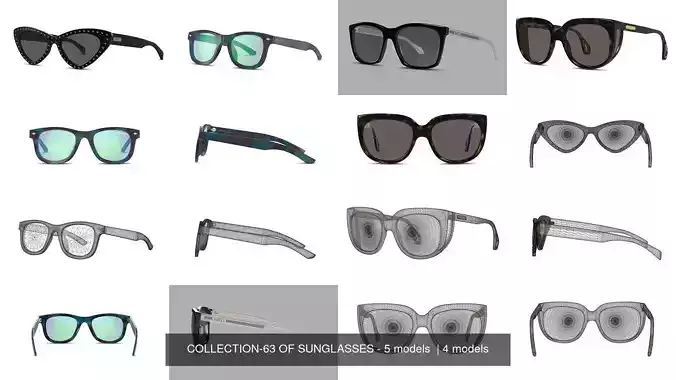 COLLECTION-63 OF SUNGLASSES - 5 models  