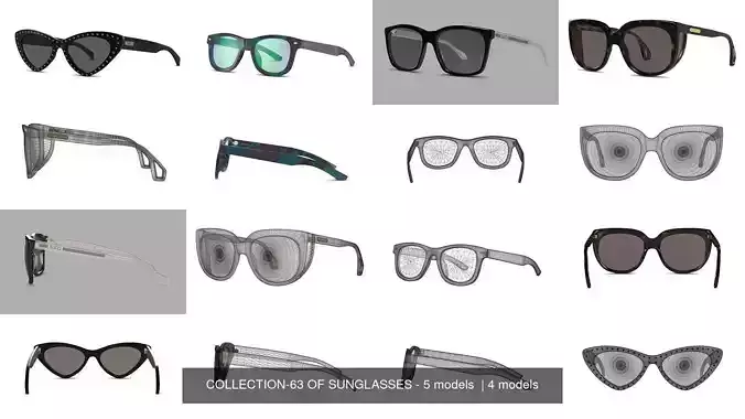 COLLECTION-63 OF SUNGLASSES - 5 models 