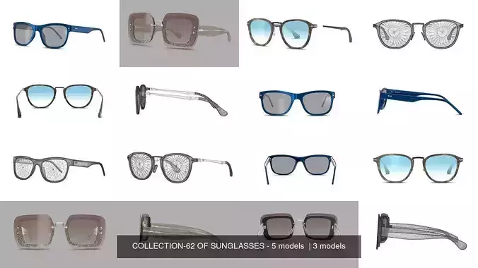 COLLECTION-62 OF SUNGLASSES - 5 models 