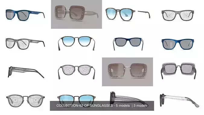 COLLECTION-62 OF SUNGLASSES - 5 models  
