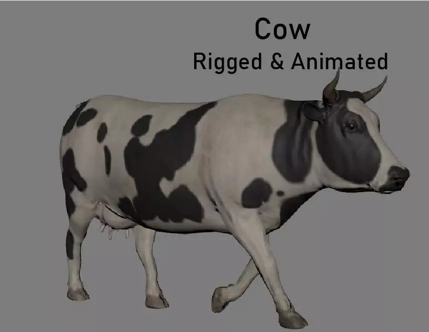 Cow Animated VFX Grace Low-poly Low-poly 3D model_0