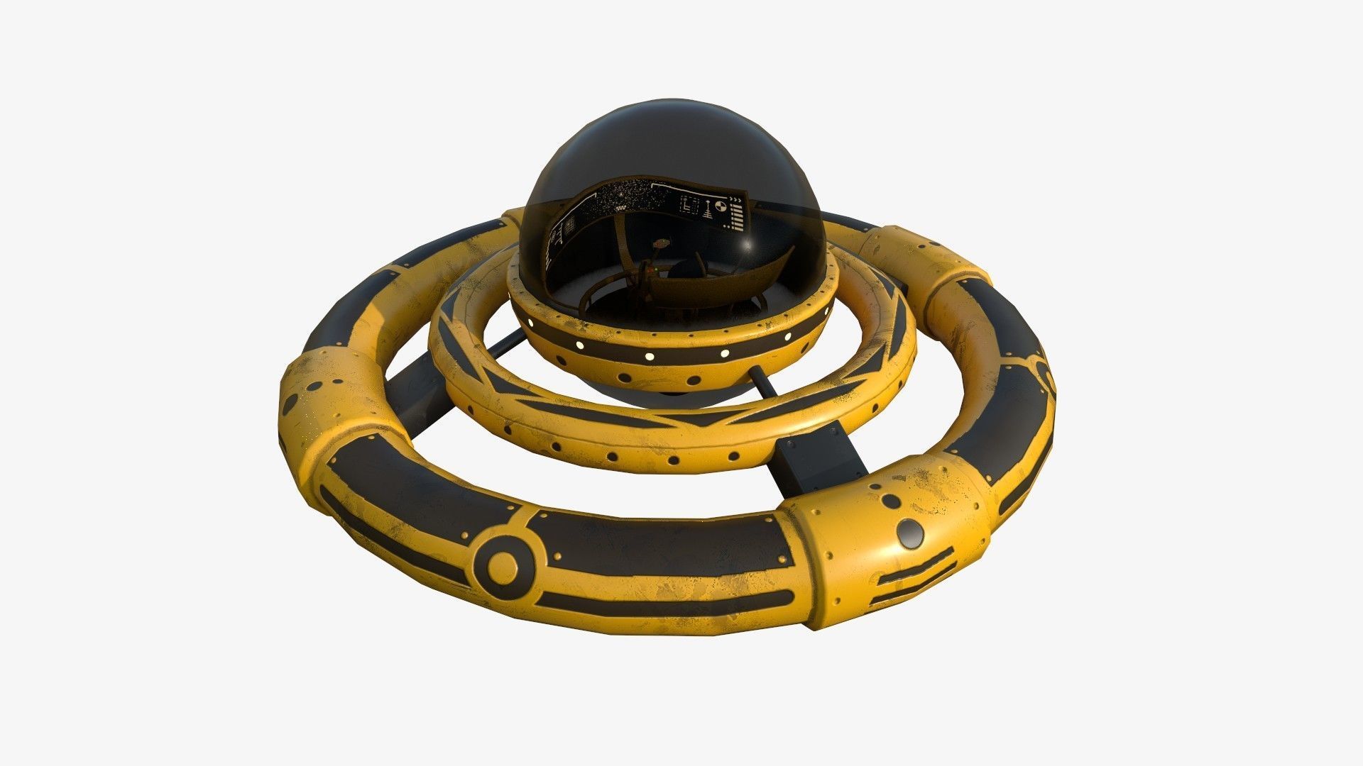 3D model Alien Spaceship UFO E08 Yellow Dirt - Sci Fi Spacecraft Design ...
