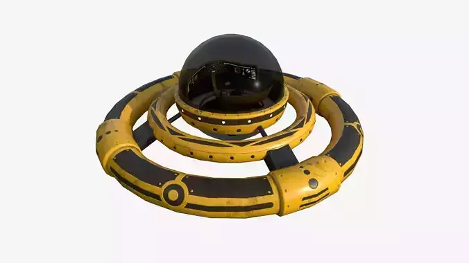 Alien Spaceship UFO E08 Yellow Dirt - Sci Fi Spacecraft Design Low-poly 3D model