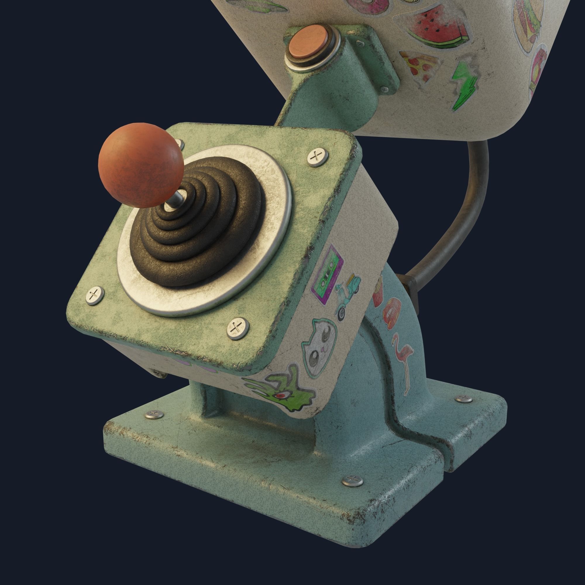 Retro-Videogame old game console with light 3D model_3