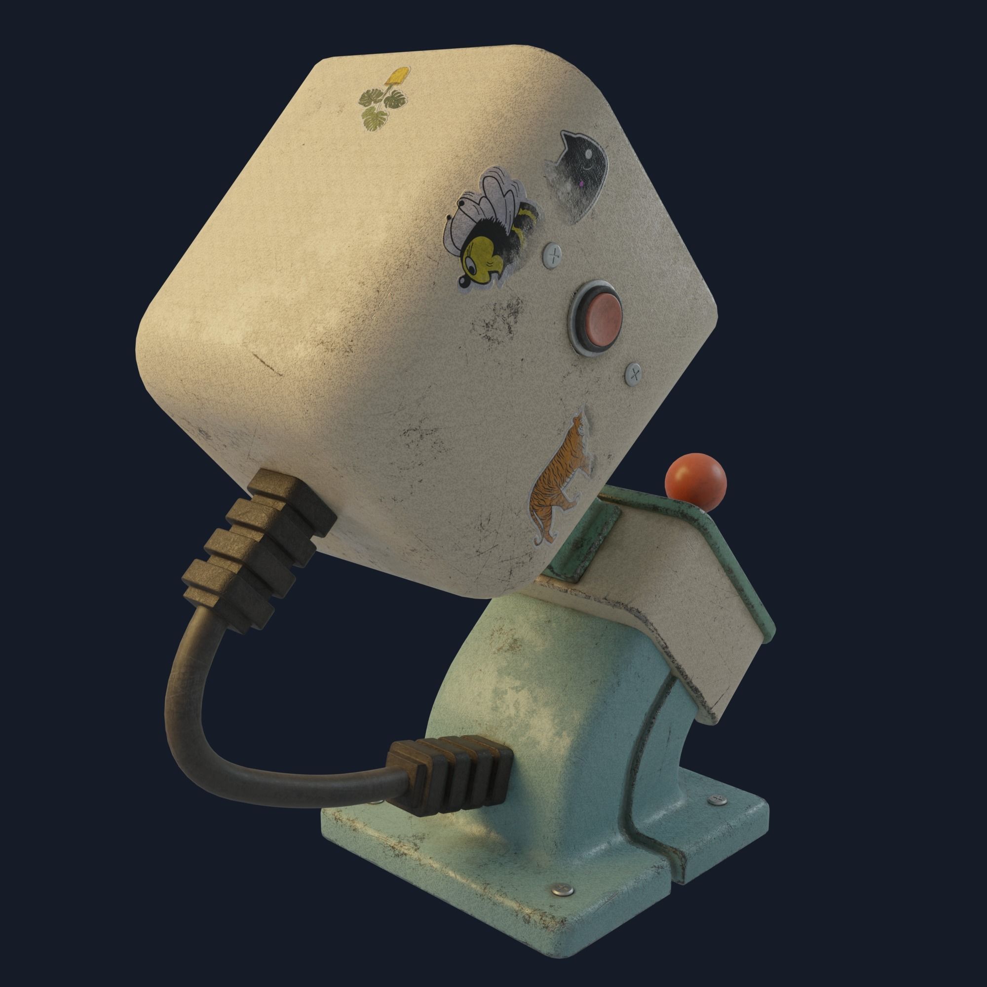 Retro-Videogame old game console with light 3D model_4