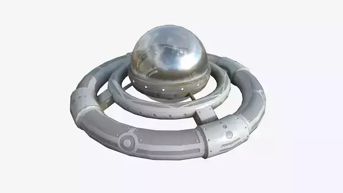 Alien Spaceship UFO E09 Full White - Sci Fi Spacecraft Design Low-poly 3D model