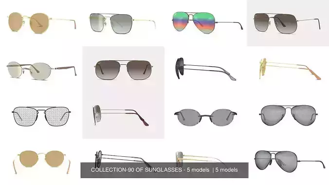 COLLECTION-90 OF SUNGLASSES - 5 models 
