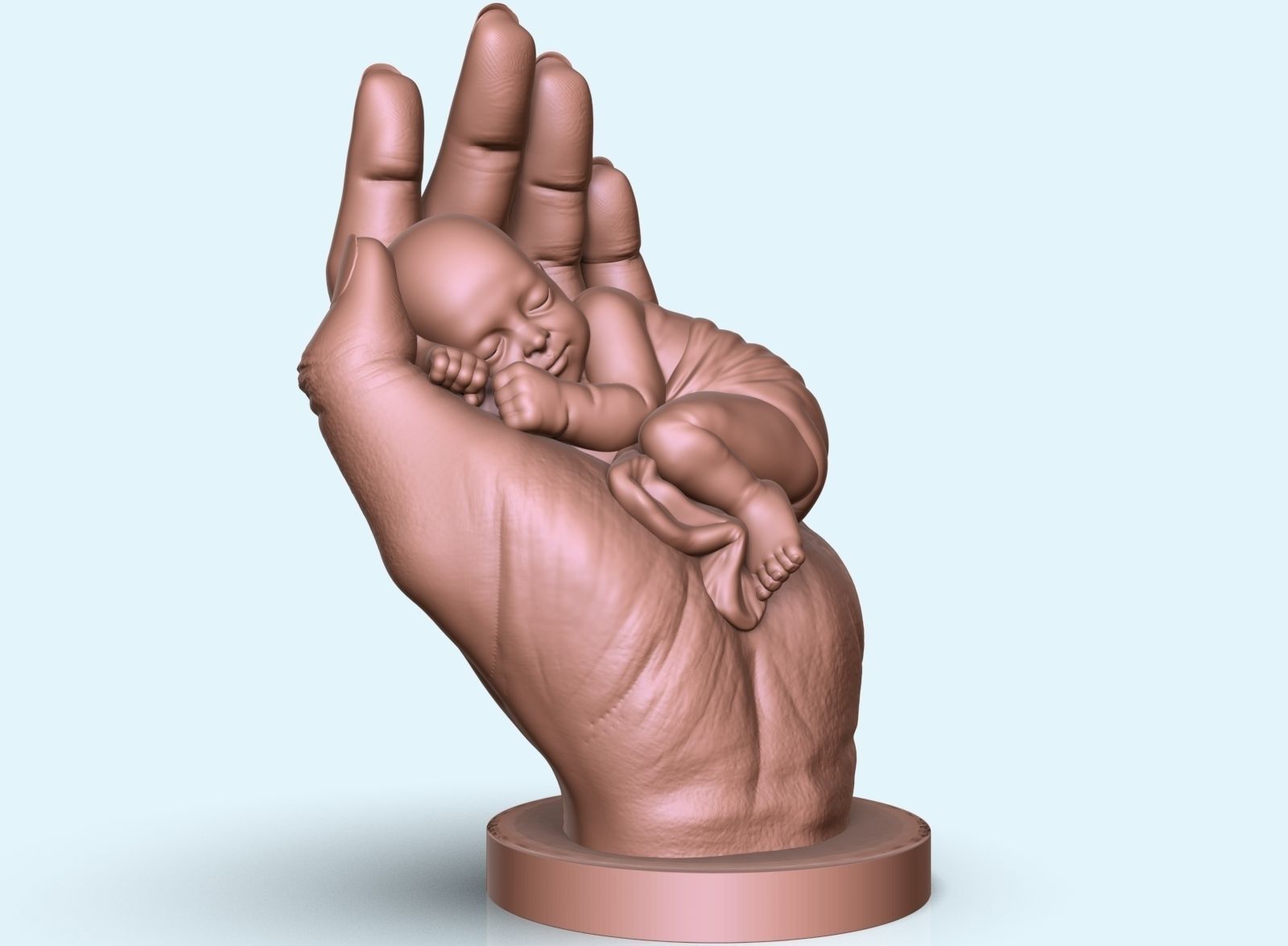 the baby is sleeping in the hand 3D print model_15