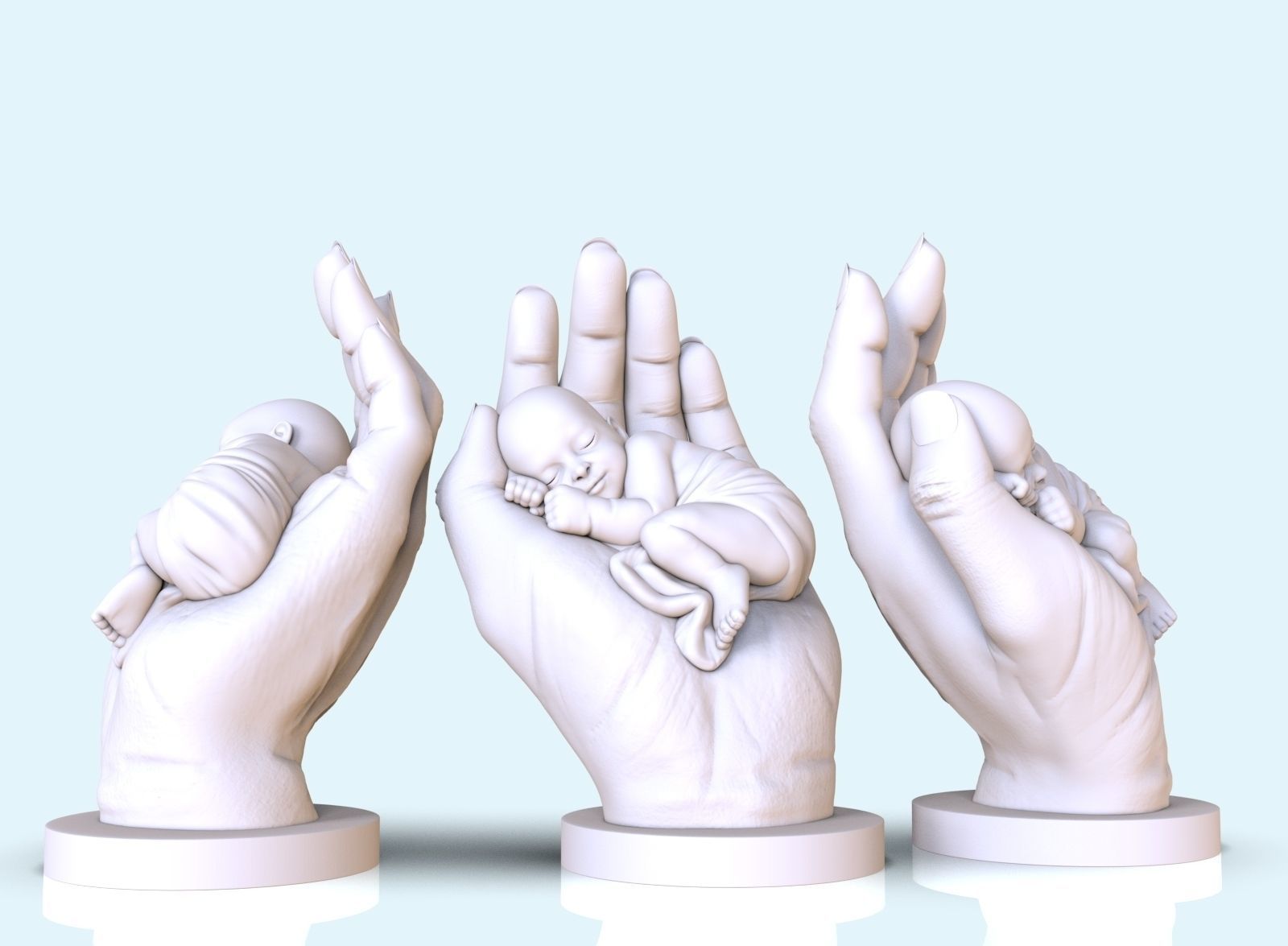 the baby is sleeping in the hand 3D print model_16