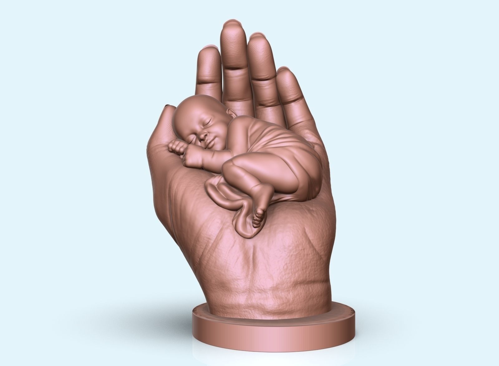 the baby is sleeping in the hand 3D print model_13