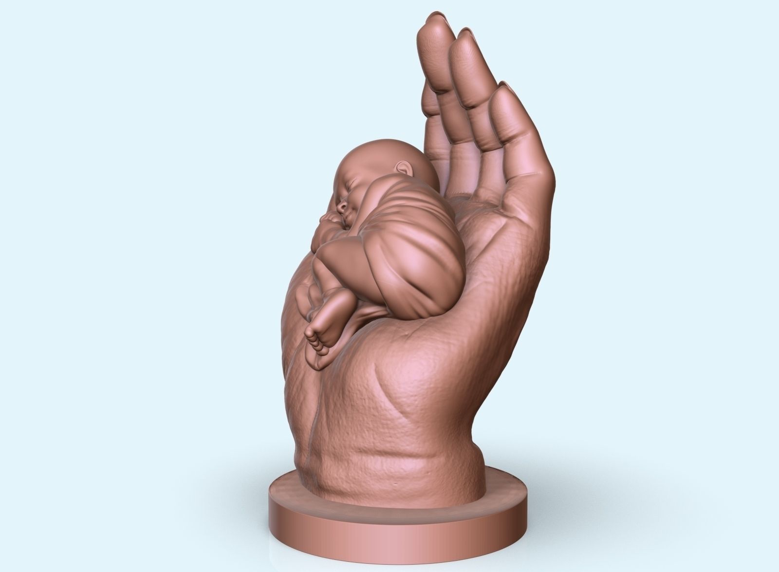 the baby is sleeping in the hand 3D print model_14