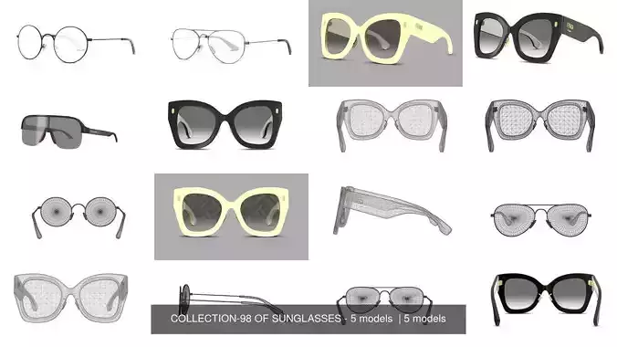 COLLECTION-98 OF SUNGLASSES - 5 models  