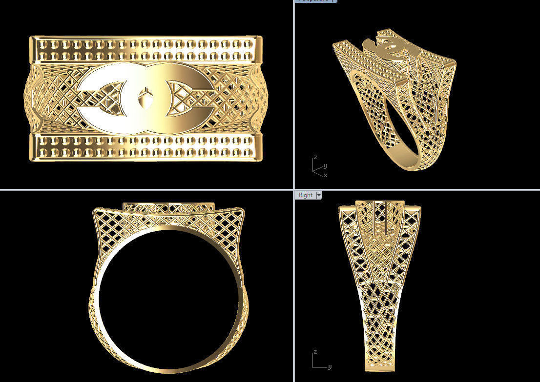 RING07 gold ring with intricate design 3D print model_1