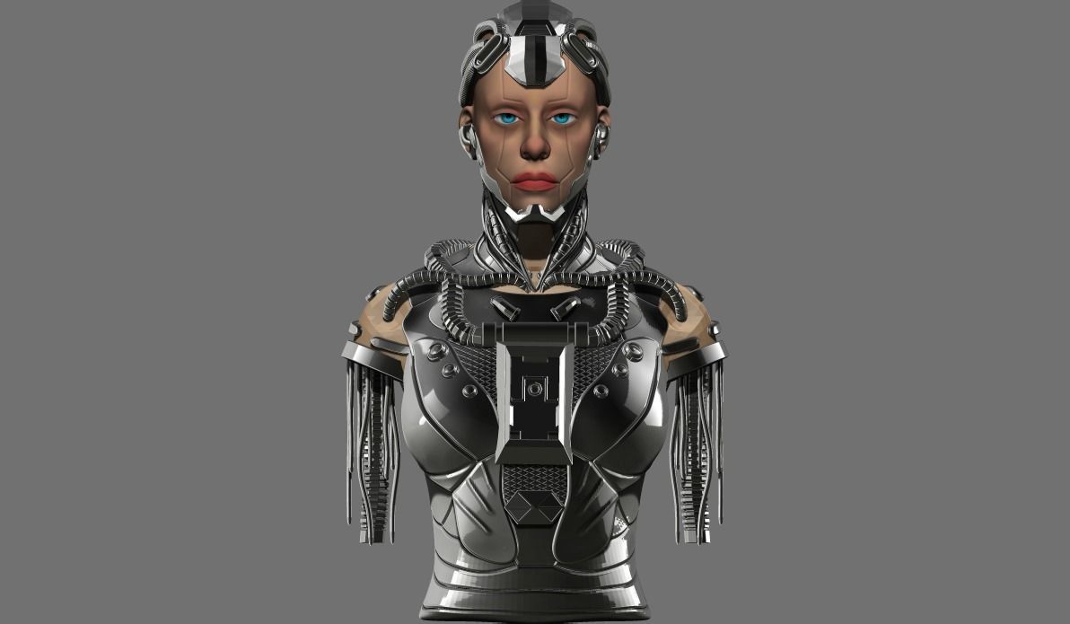 high poly female Cyborg  robot 3D model_3