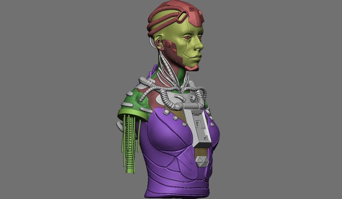 high poly female Cyborg  robot 3D model_10