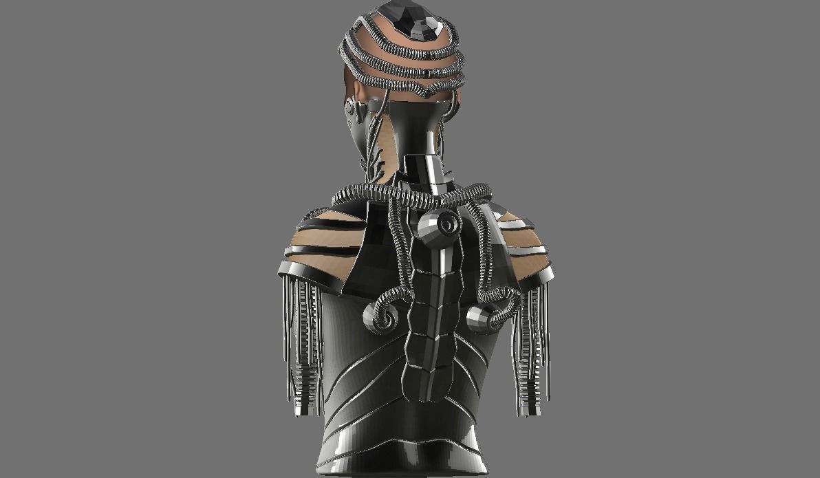 high poly female Cyborg  robot 3D model_4