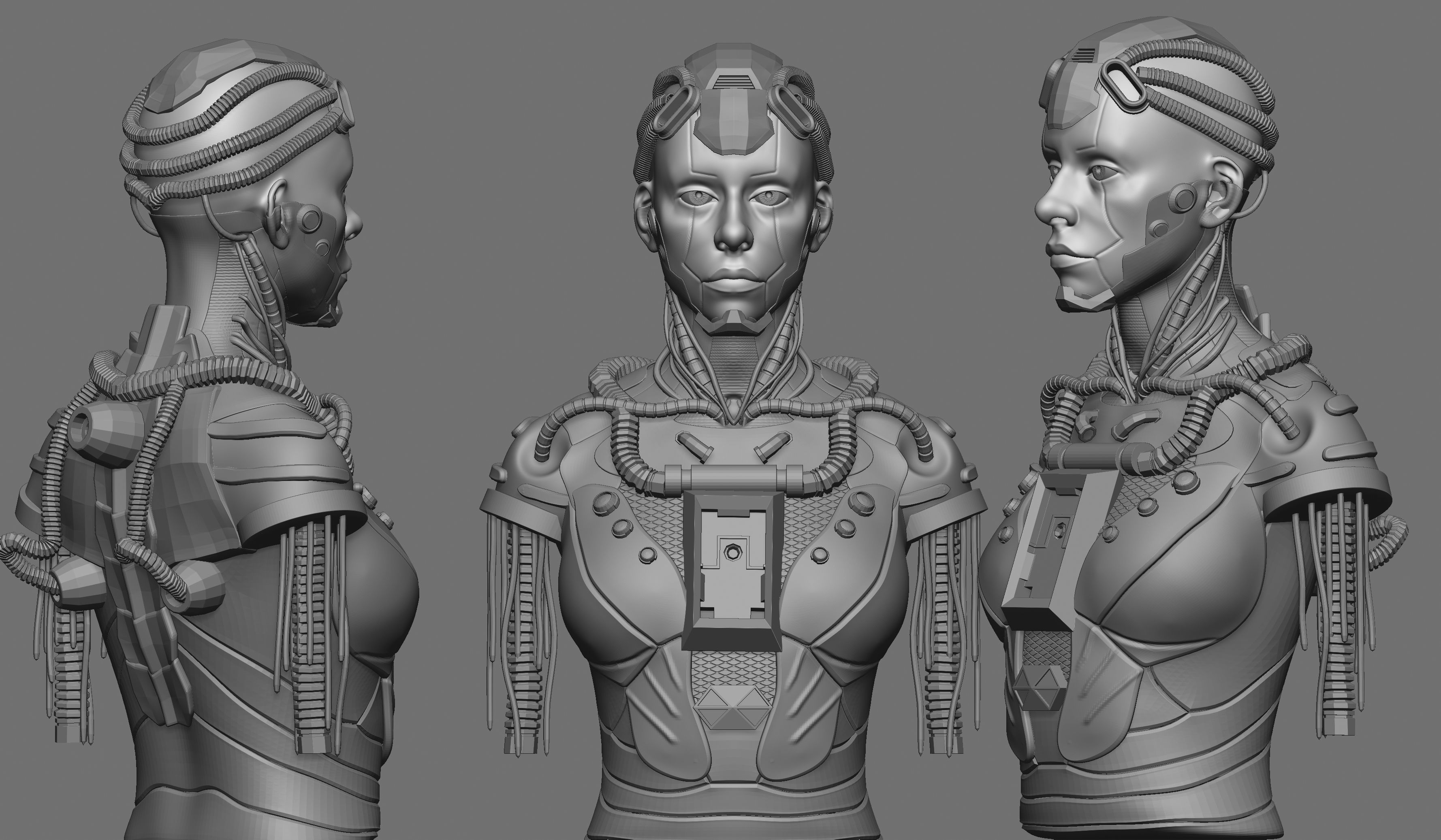 high poly female Cyborg  robot 3D model_1