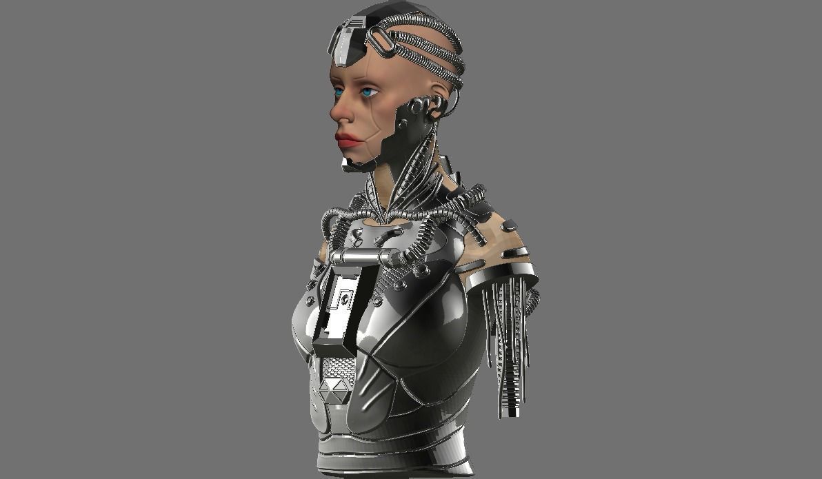 high poly female Cyborg  robot 3D model_11