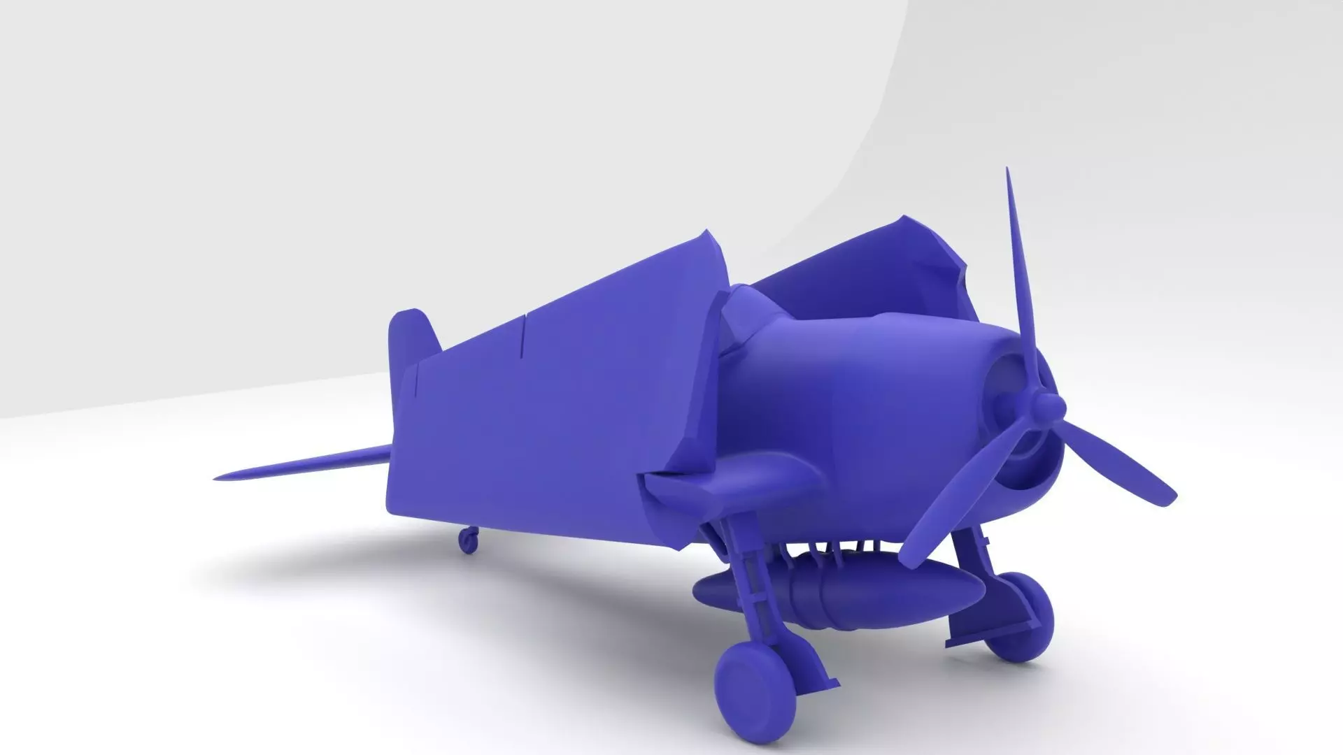 Grumman F6F Hellcat  folded - 3d printer ready 3D print model_0