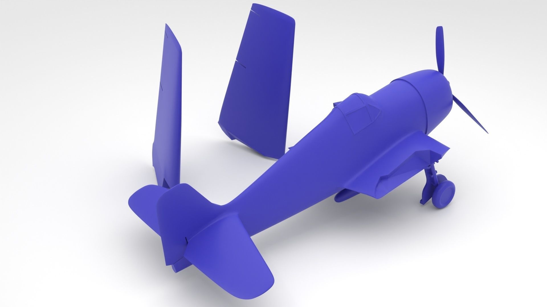 Grumman F6F Hellcat  folded - 3d printer ready 3D print model_4