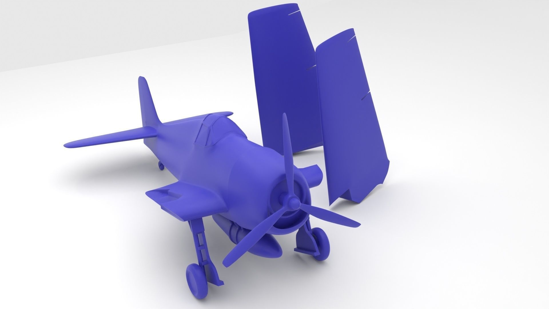 Grumman F6F Hellcat  folded - 3d printer ready 3D print model_2