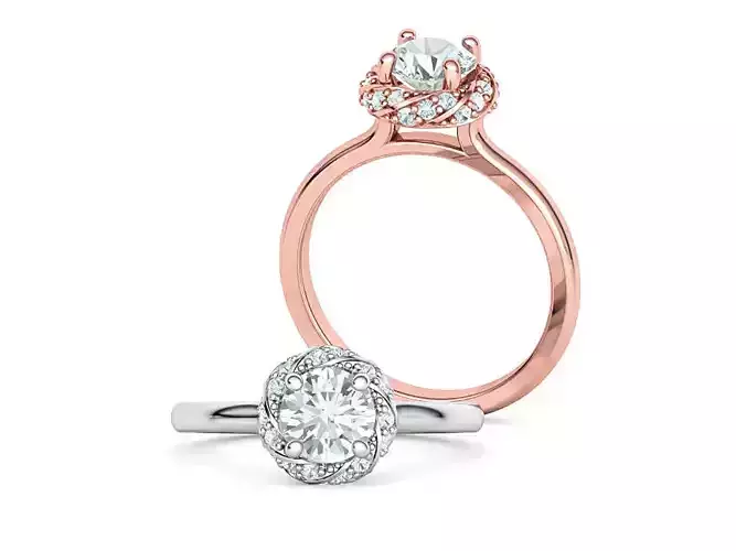 Isabella Halo Ring Spiral design ring 1ct stone 3d model  3D print model