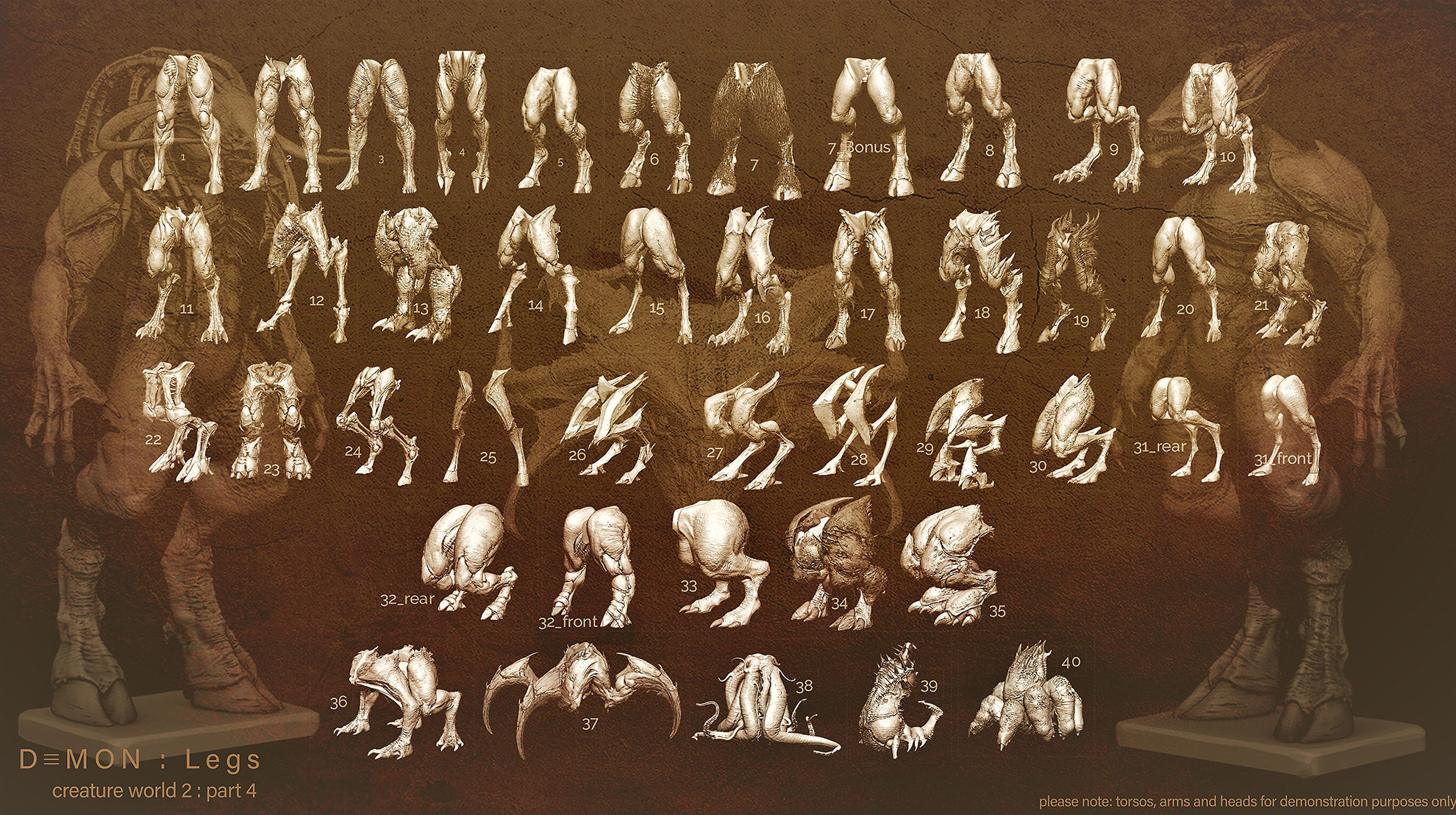 DEMON part four 40 Legs with Blendshapes 3D model_6