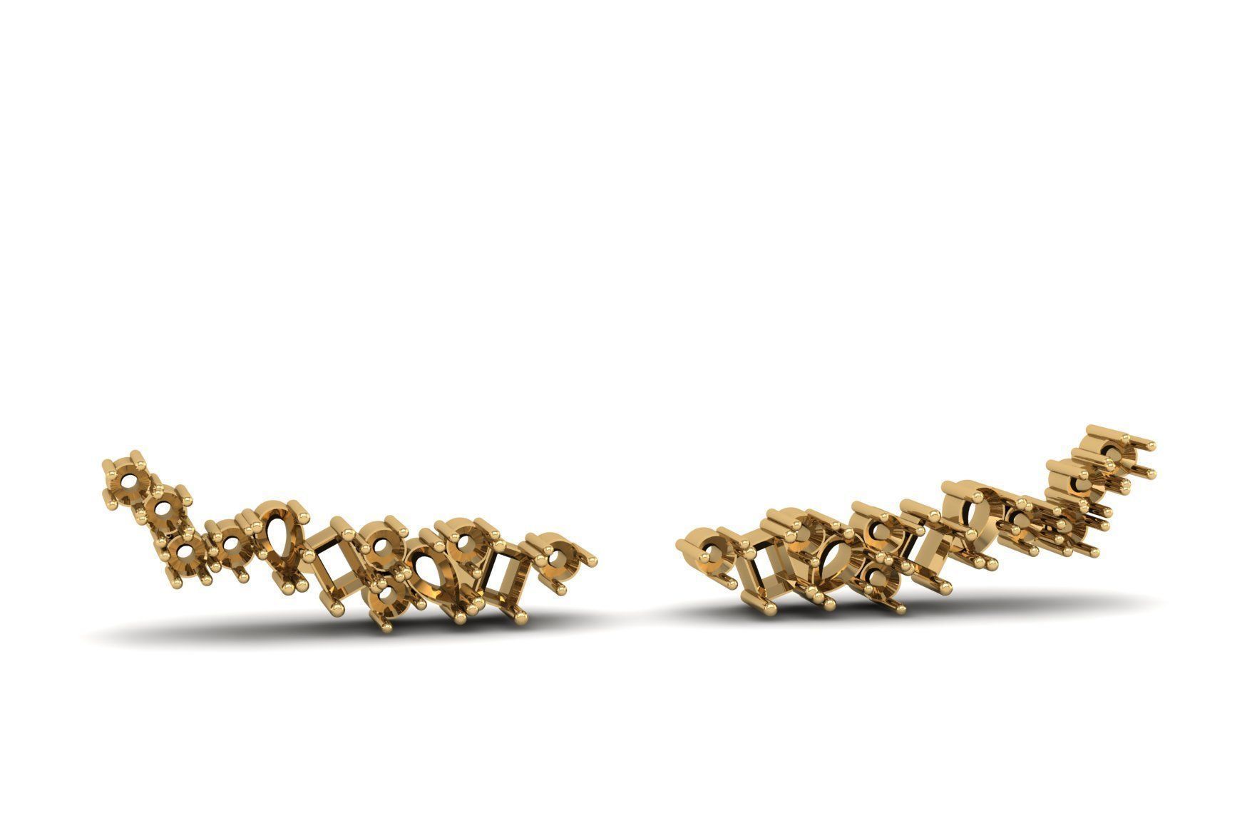 Pear and Emerald Cut Diamond Earring E 18 3D print model_2