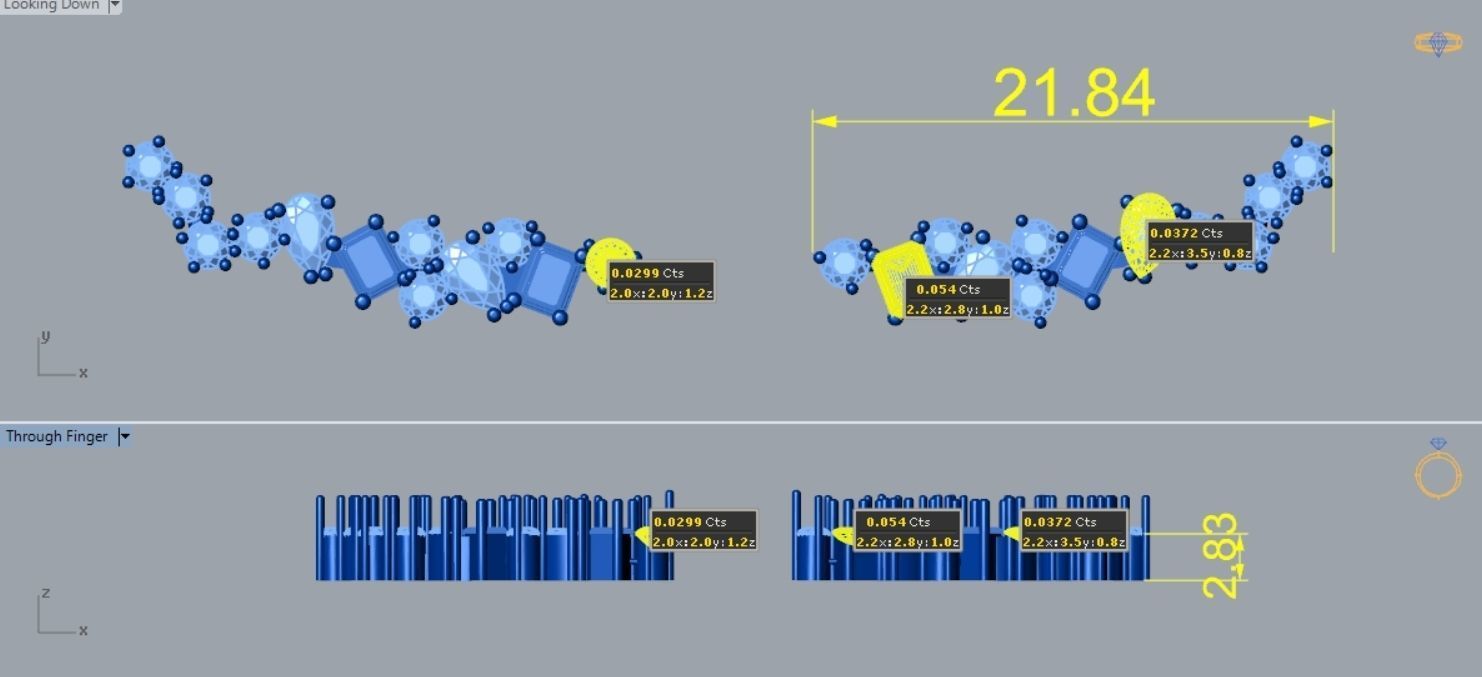 Pear and Emerald Cut Diamond Earring E 18 3D print model_3