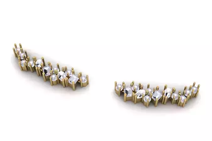 Pear and Emerald Cut Diamond Earring E 18