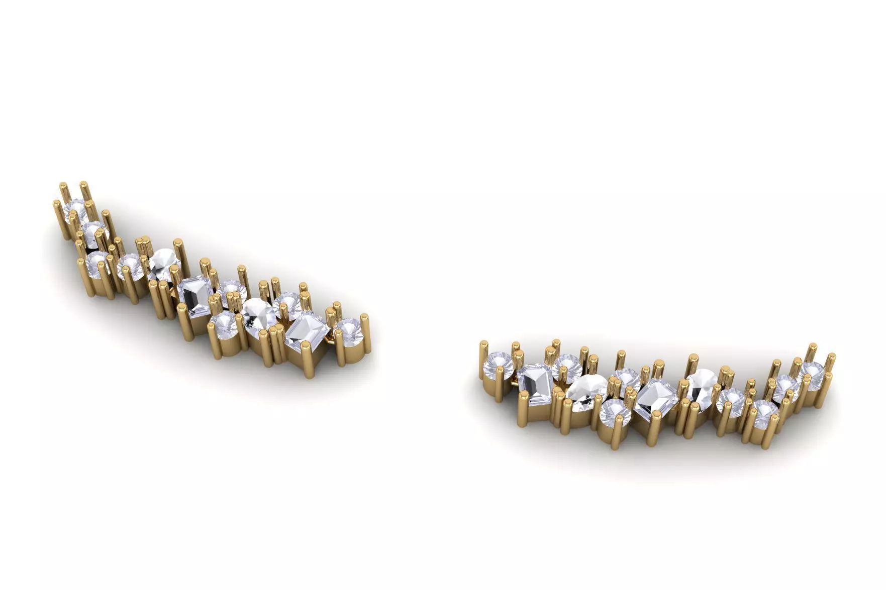 Pear and Emerald Cut Diamond Earring E 18 3D print model_0