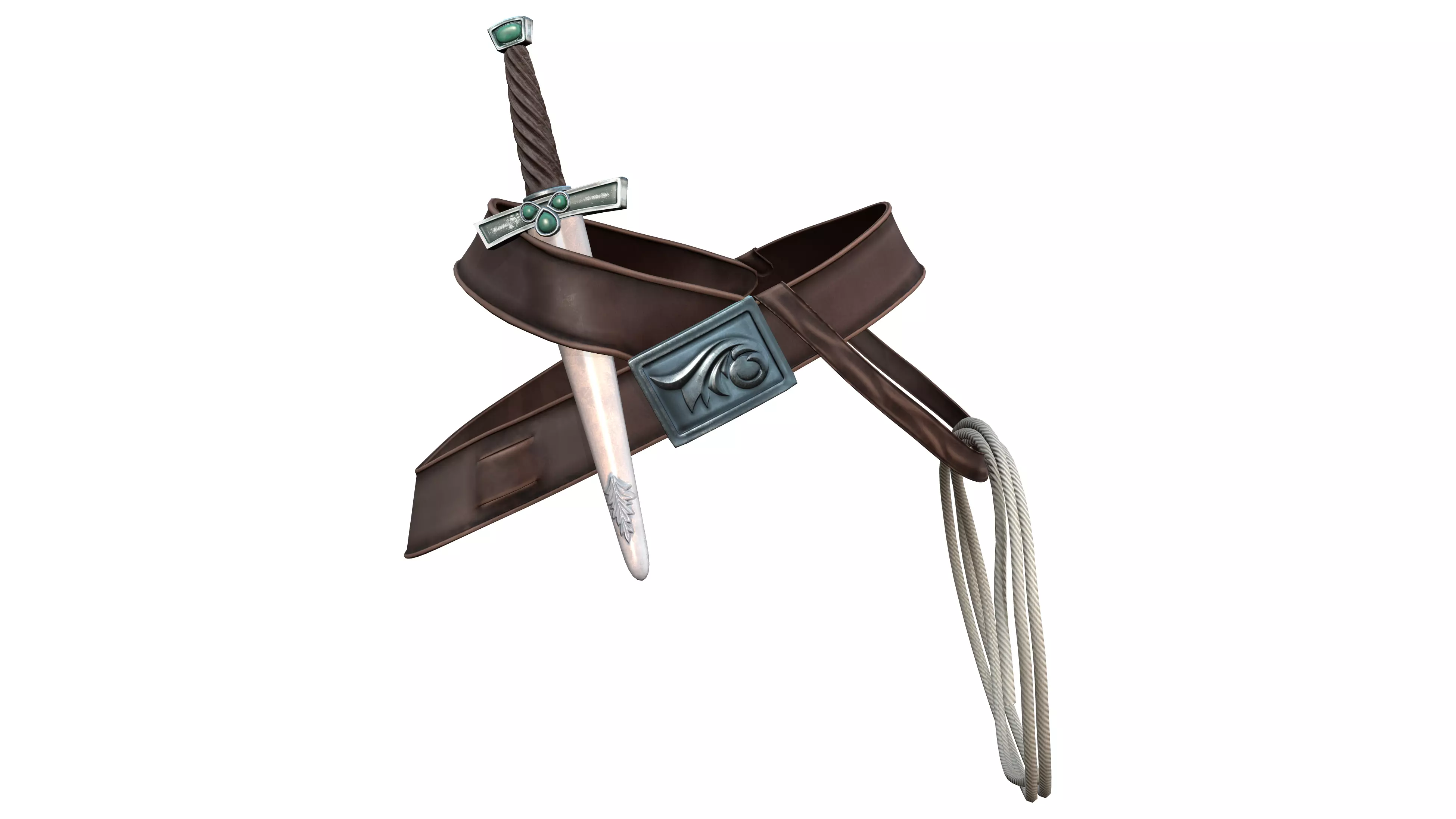 Ottoman Belt With Dagger and Rope Low-poly 3D model_0