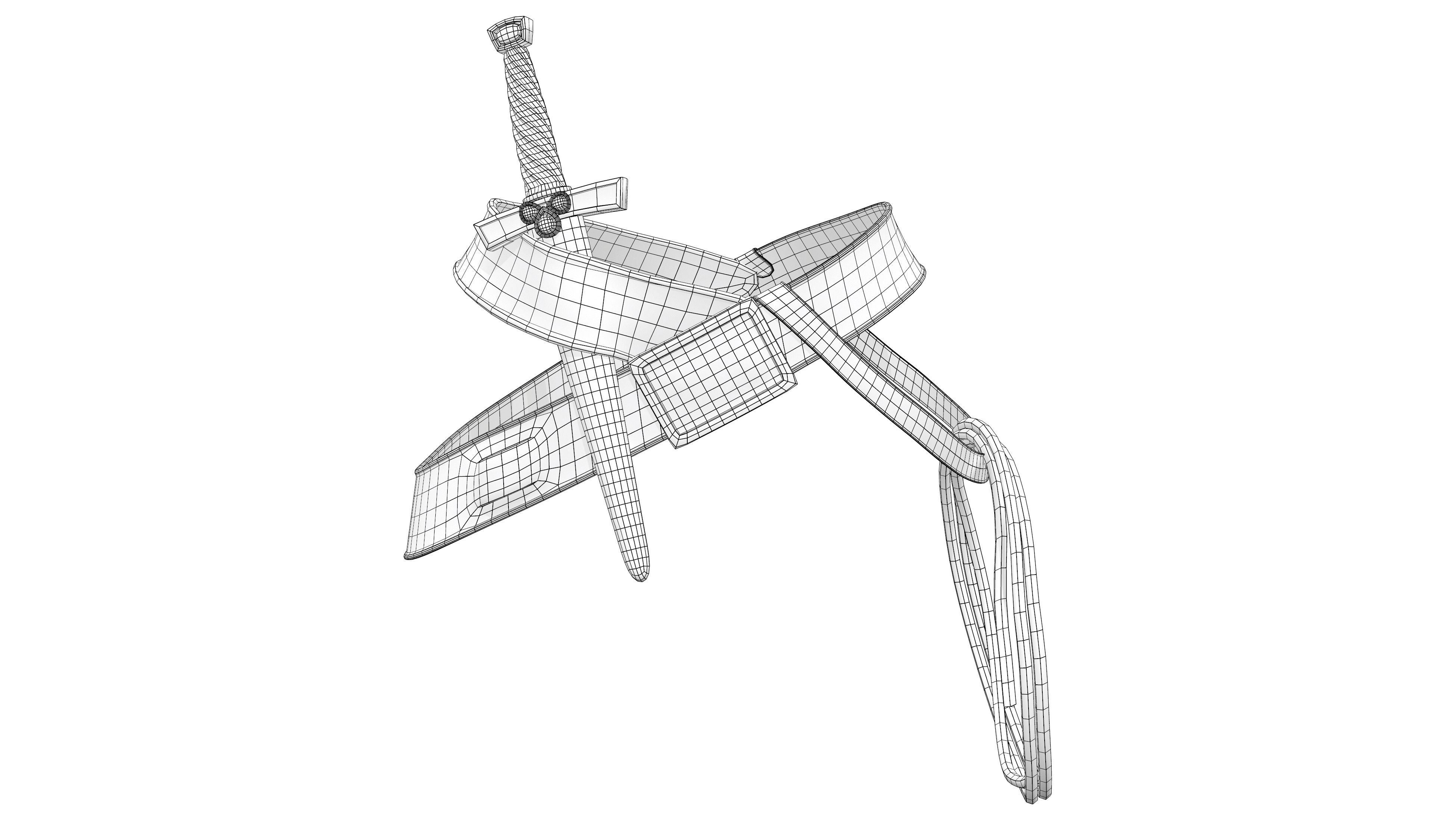 Ottoman Belt With Dagger and Rope Low-poly 3D model_5