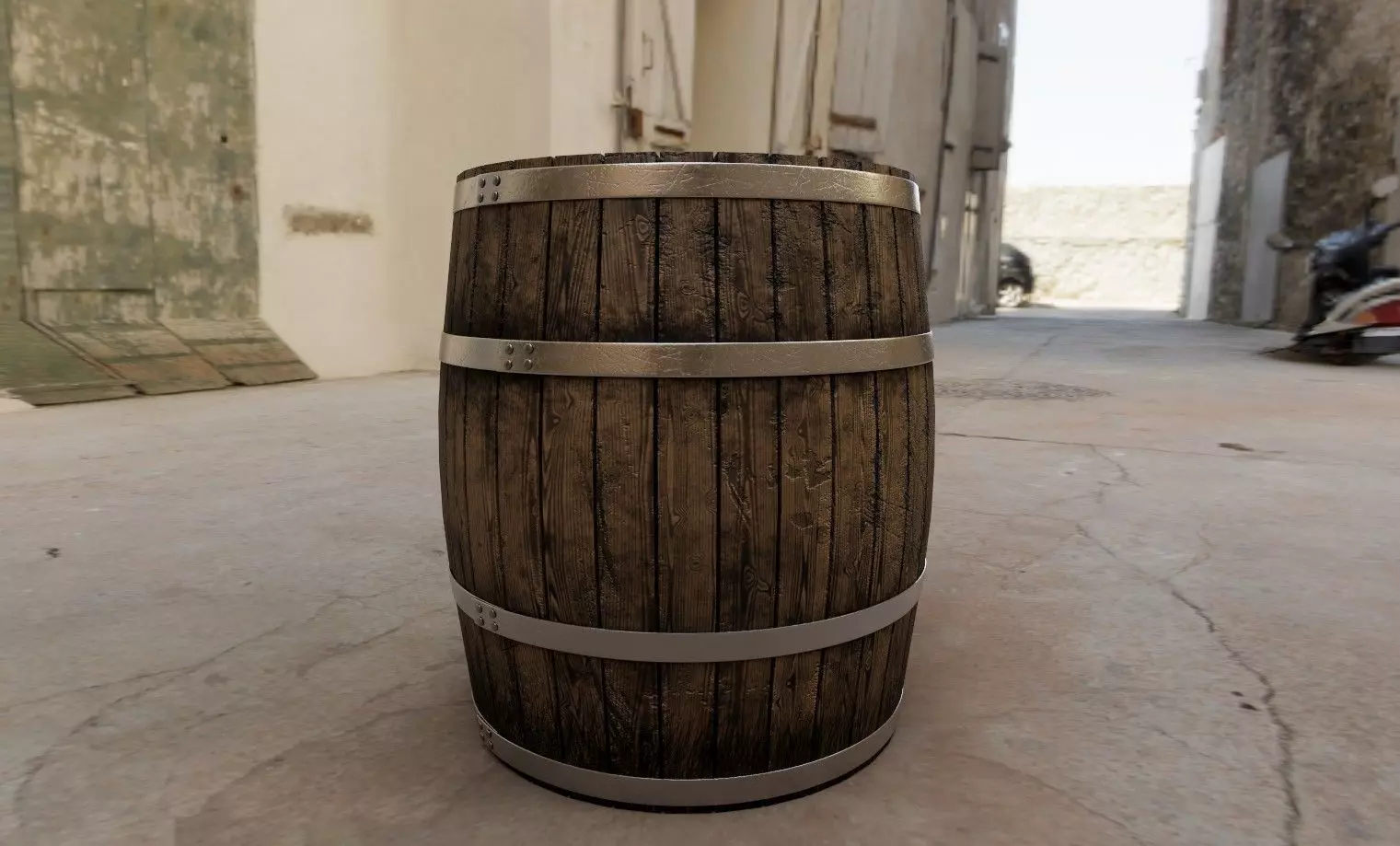 Wood barrel 3D model_0