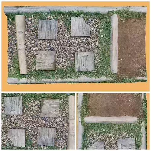 Stone walkway with bamboo 3D model
