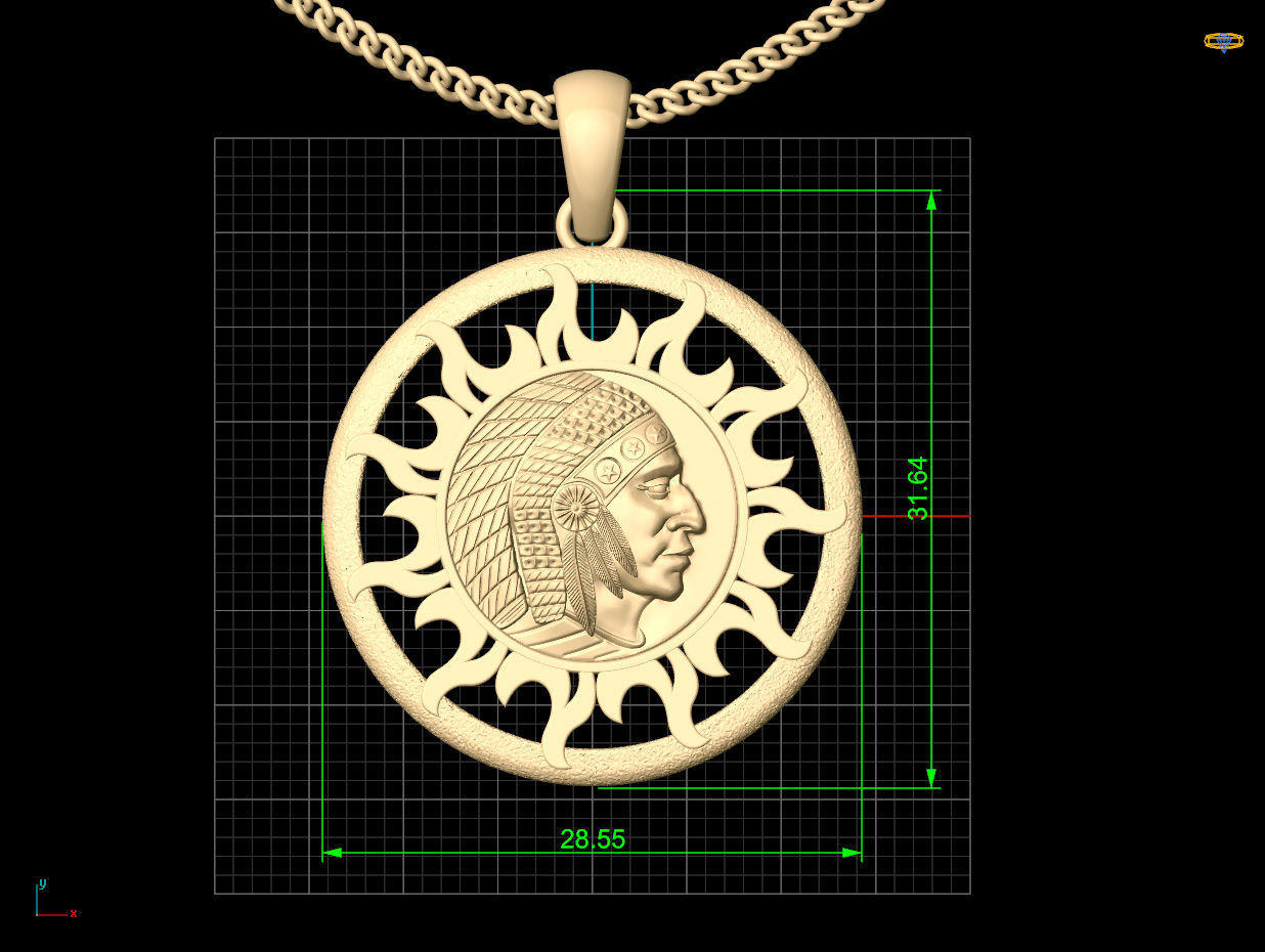 Indian pendant silver gold printable jewelry 3D model 3D print model_8