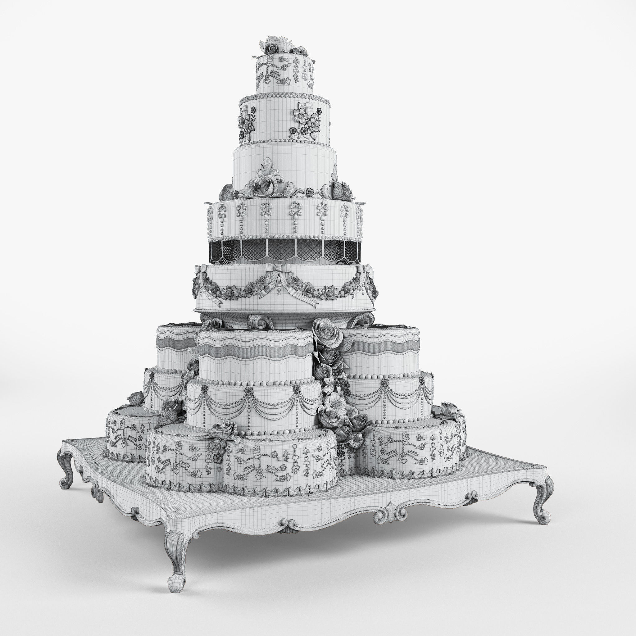 The wedding cake 3D model_2