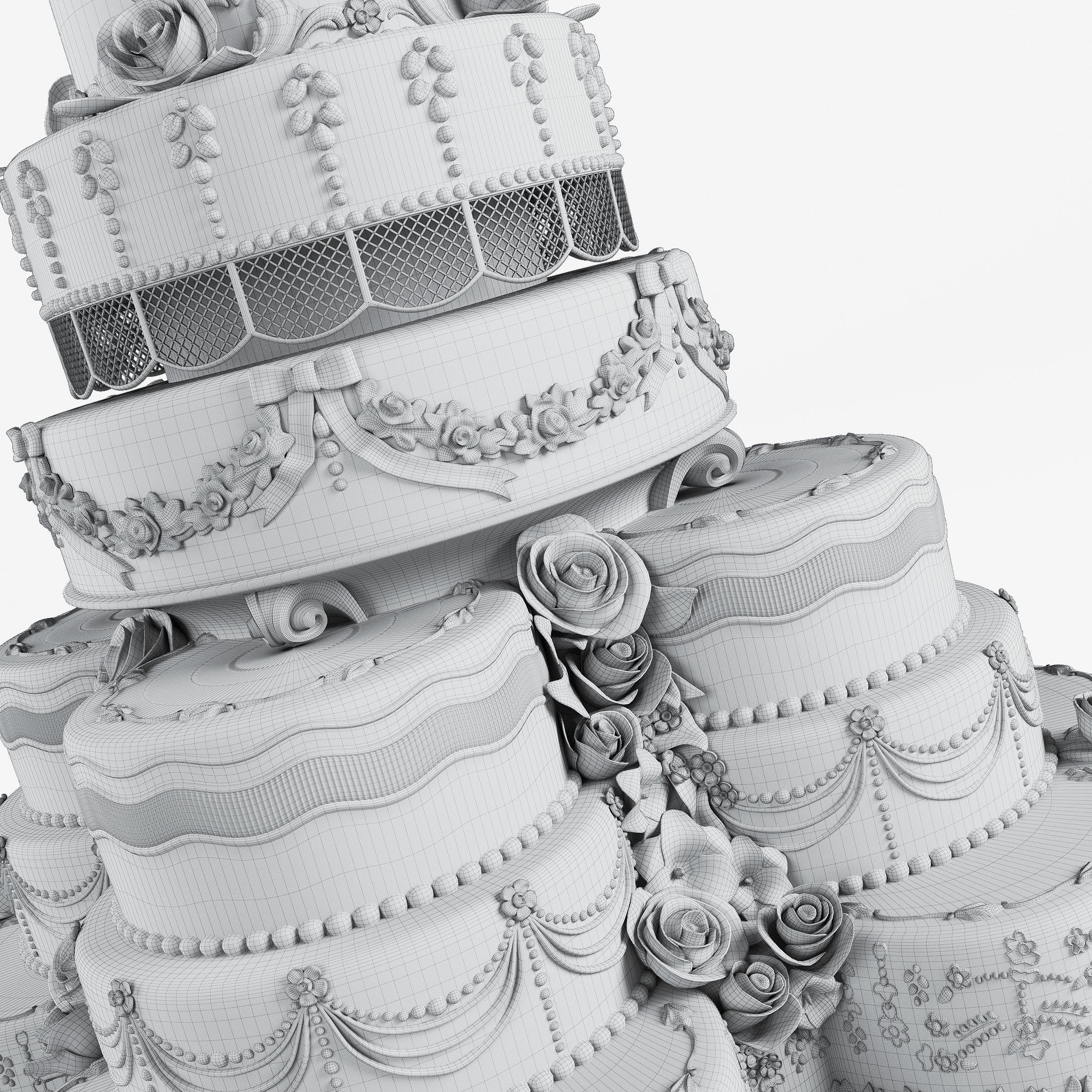 The wedding cake 3D model_7