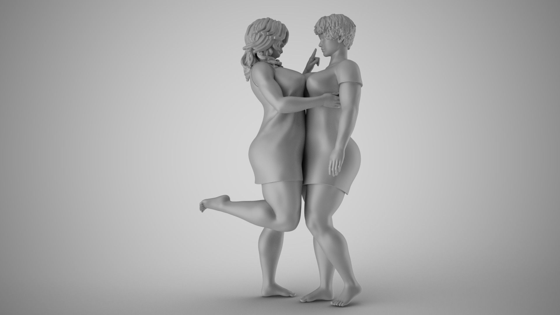 Sympathize two women hugging each 3D print model_2