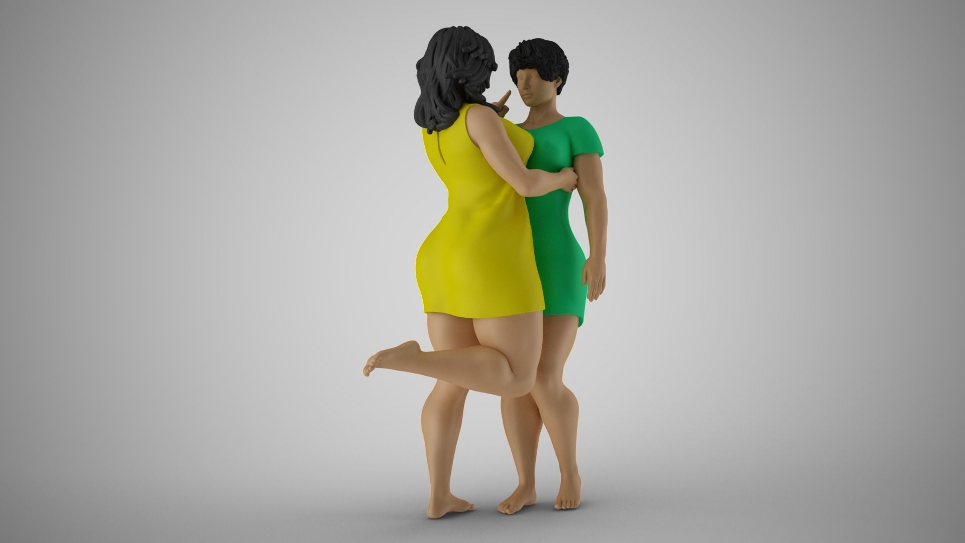 Sympathize two women hugging each 3D print model_4