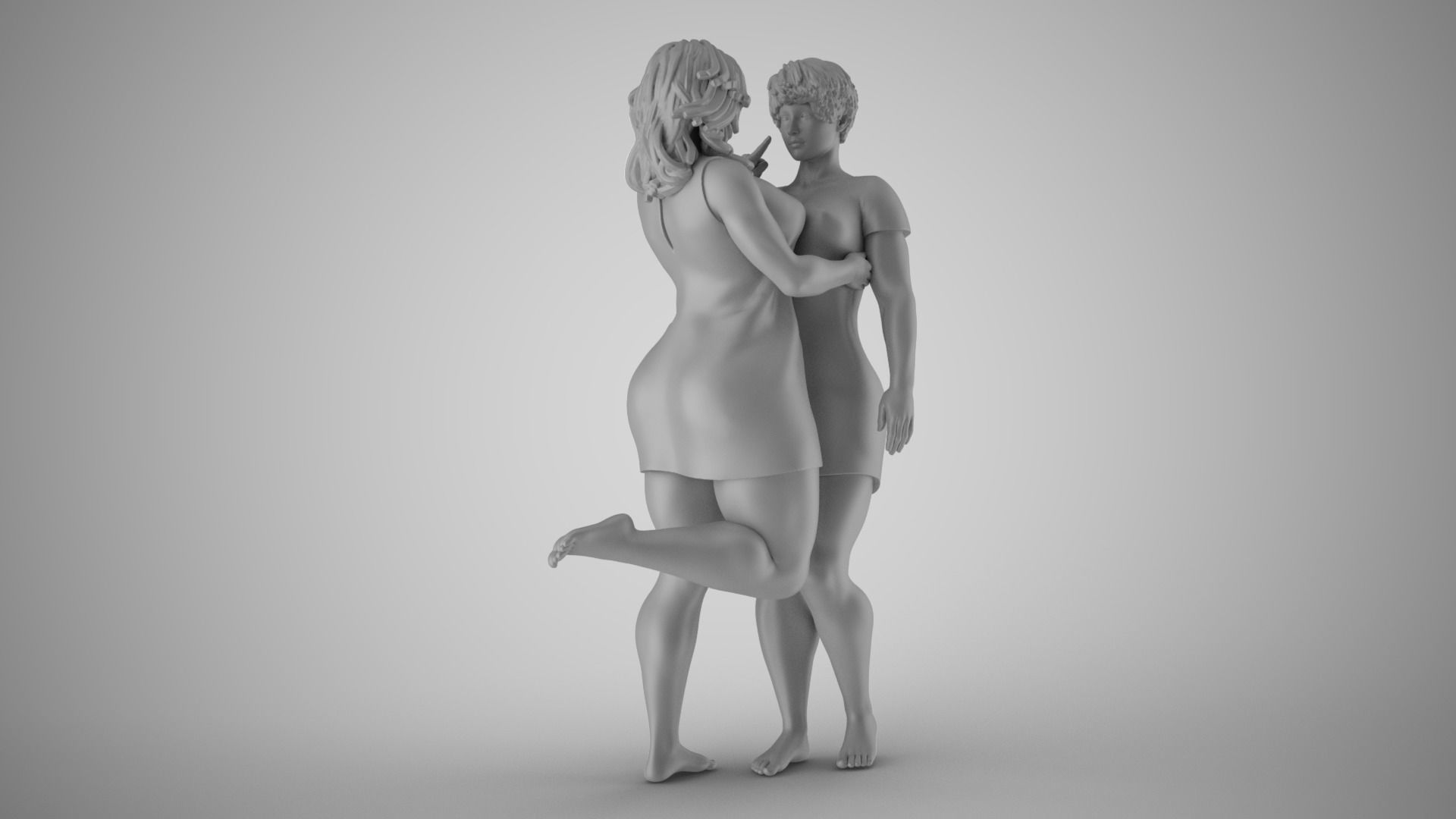 Sympathize two women hugging each 3D print model_3