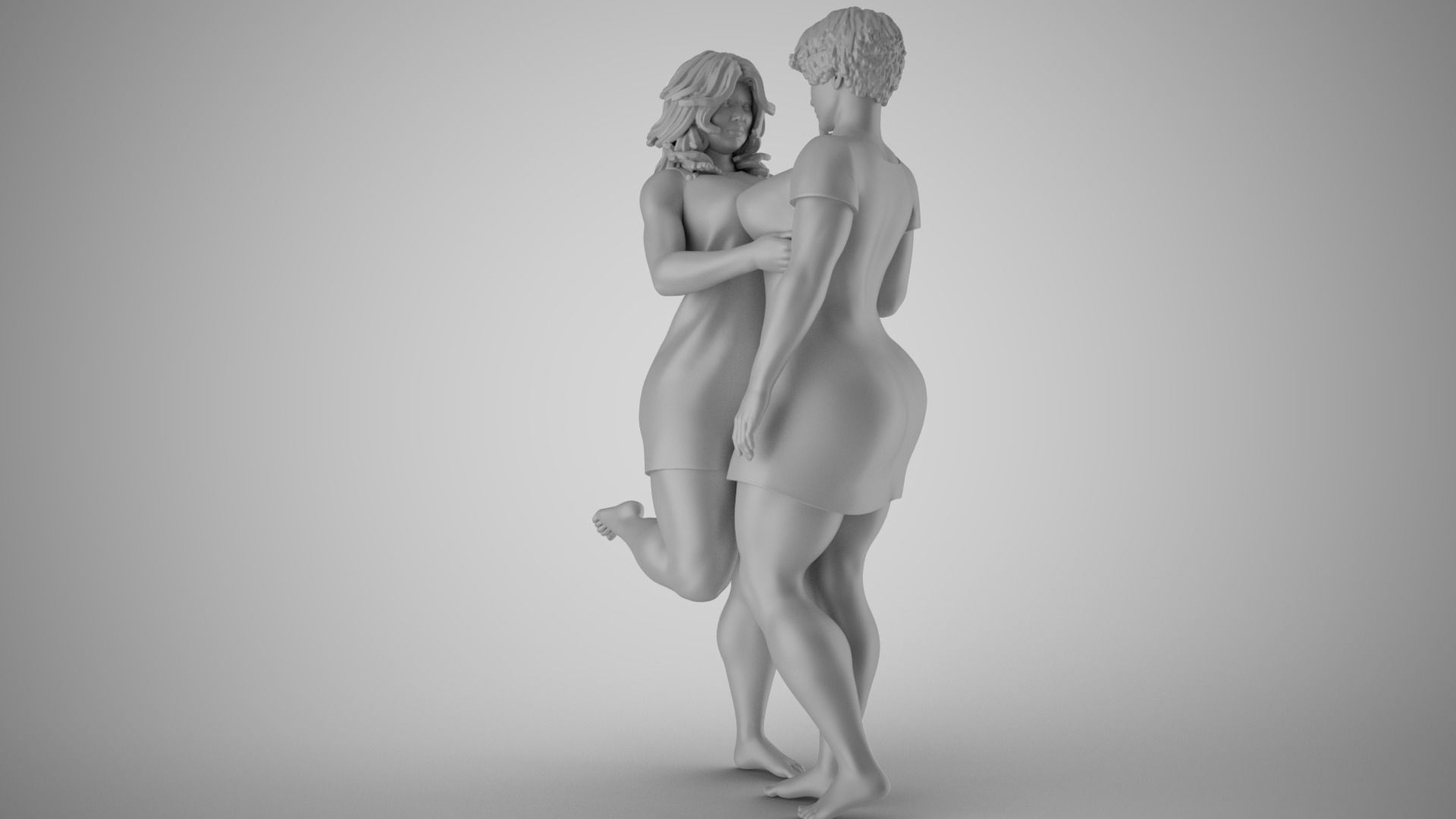 Sympathize two women hugging each 3D print model_1
