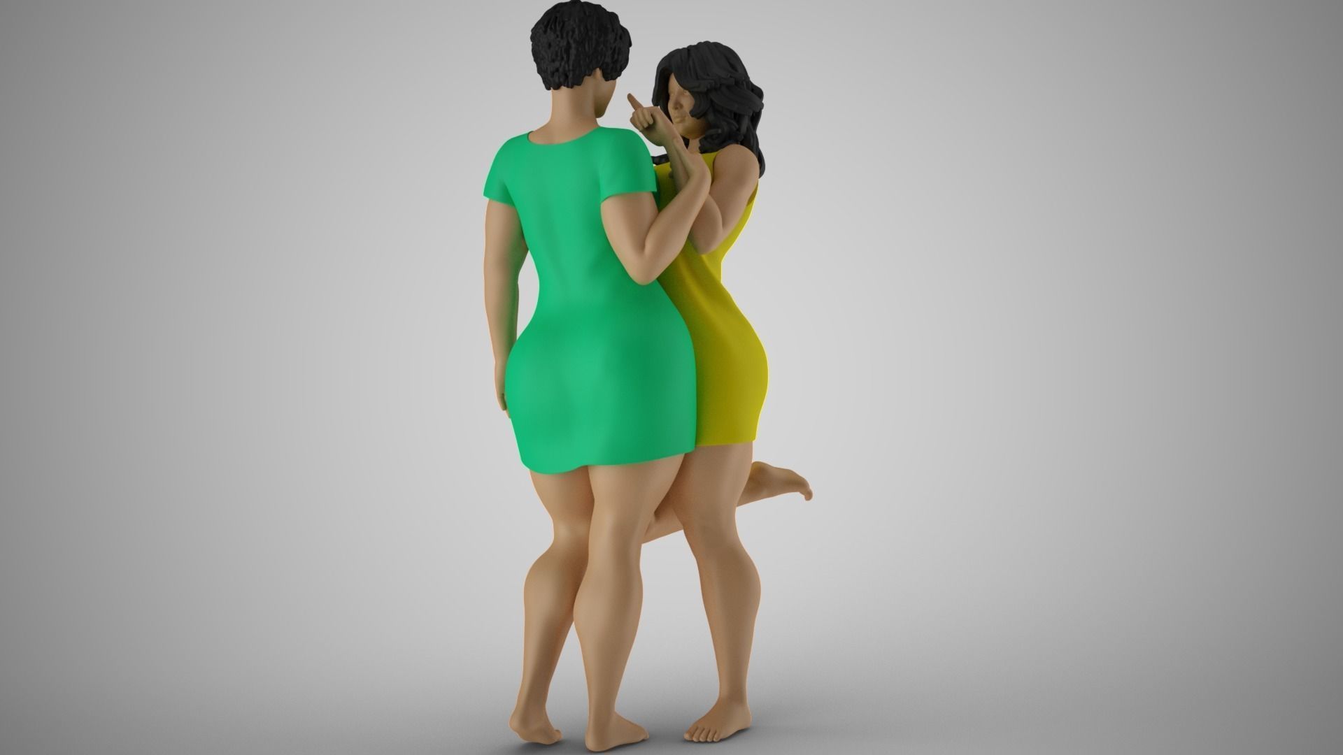 Sympathize two women hugging each 3D print model_8