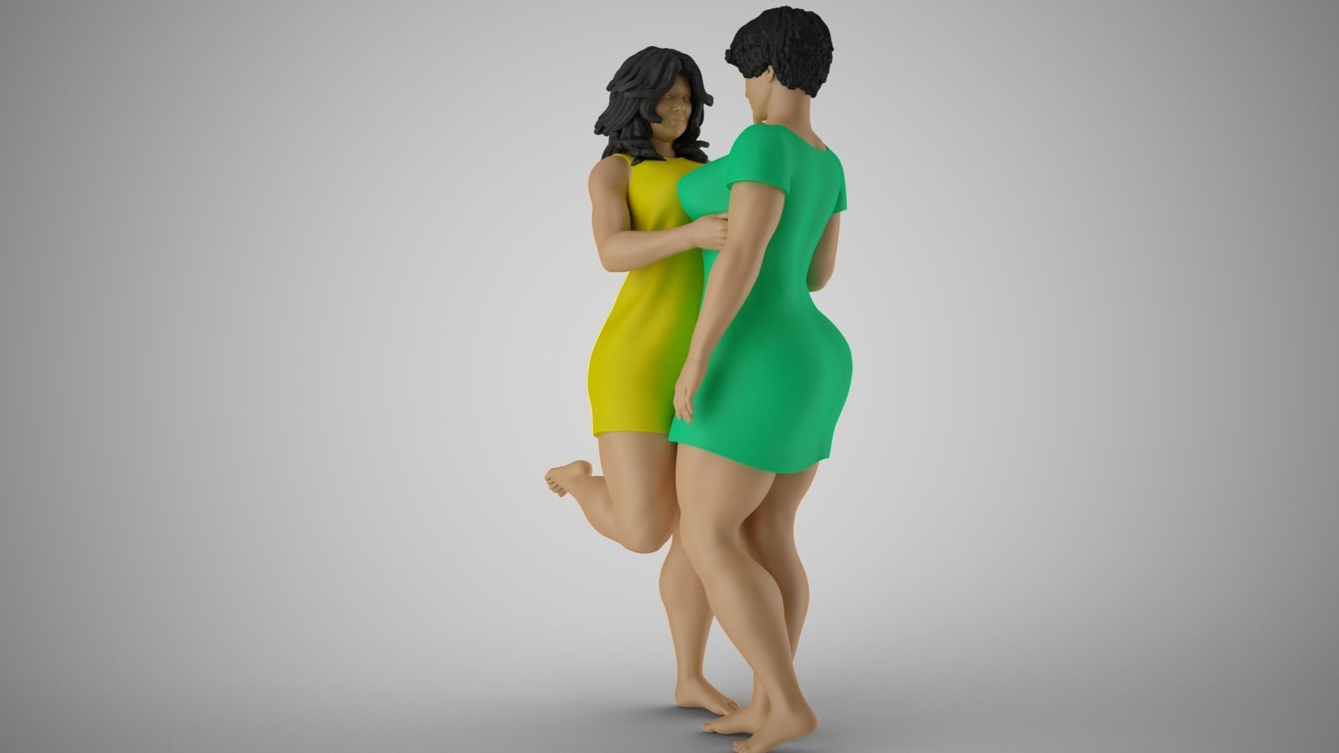 Sympathize two women hugging each 3D print model_10